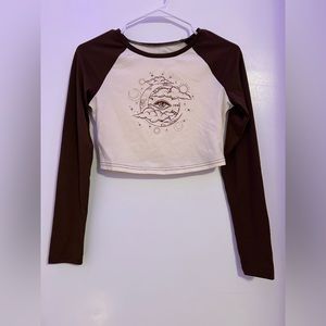 trendy long sleep crop top